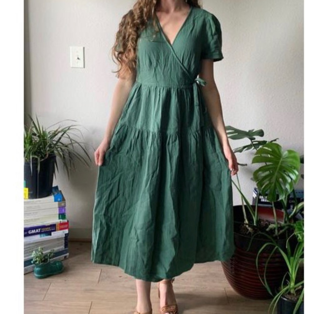 Universal Thread Meadow Green Wrap Maxi Dress